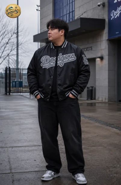 เช่าเสื้อกันหนาว รุ่น Los Angeles Dodgers Black MLB Baseball Jacket  WINTERCLOTHFA0292