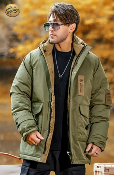 เช่าเสื้อกันหนาว รุ่น Plus Size Hooded Padded Parka Jacket - Army Green WINTERCLOTHFA0113
