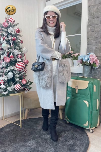 เช่าเสื้อโค้ทผู้หญิง  รุ่น Classic French Gray Single Breasted Coat	2107GCL1206FAGY1