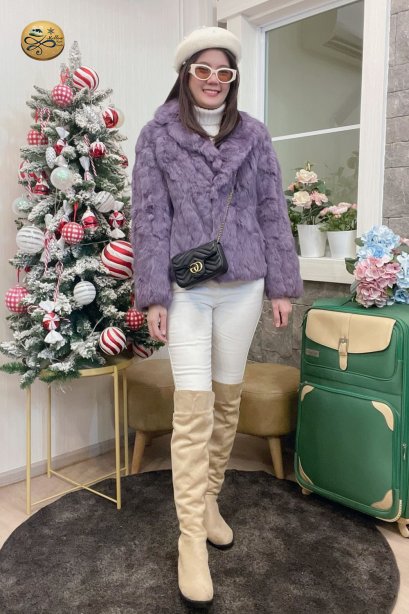 เช่าเสื้อโค้ทผู้หญิง  รุ่น Purple Hebe Fur Coat	2103GCF1010FAPP1
