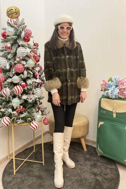 เช่าเสื้อโค้ทผู้หญิง  รุ่น  Forest Green  Fur Coat	2103GCF1012FAGN1