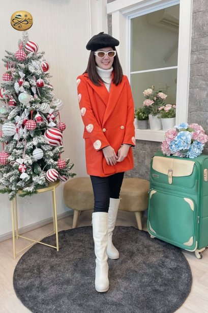 เช่าเสื้อโค้ทผู้หญิง  รุ่น  Karanda Red Single Breasted Coat	2103GCL1020FAOR1