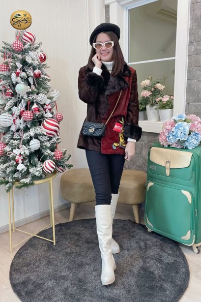 เช่าเสื้อโค้ทผู้หญิง  รุ่น  Rumba Red &amp; Chocolate Cremoso Coat	2105GCF1049FAMX1