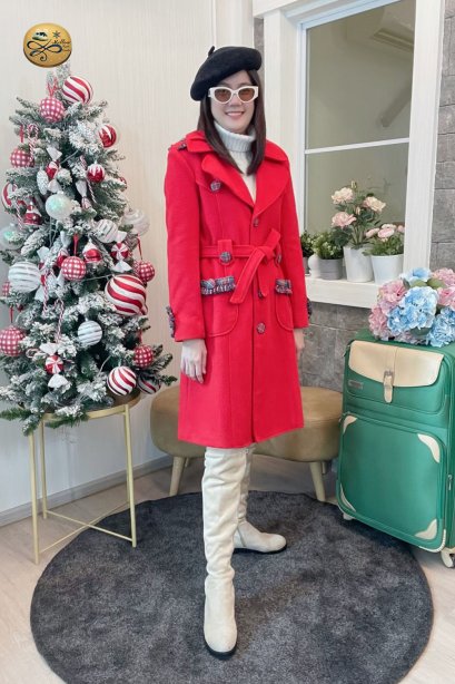 เช่าเสื้อโค้ทผู้หญิง  รุ่น  Mandevilla Red Dress Coat	2107GCL1089FARE1