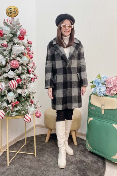 เช่าเสื้อโค้ทผู้หญิง  รุ่น Opal Gray Pewter Simple Buttom Up Coat	2107GCL1091FAMX1