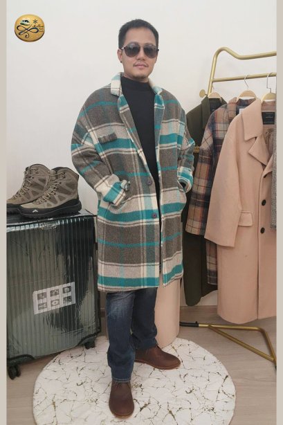 เช่าเสื้อโค้ทผู้ชาย  รุ่น Pewter &amp; Meadowbrook Plate Simple Buttom Up Coat	2107GCL1097FAMX1