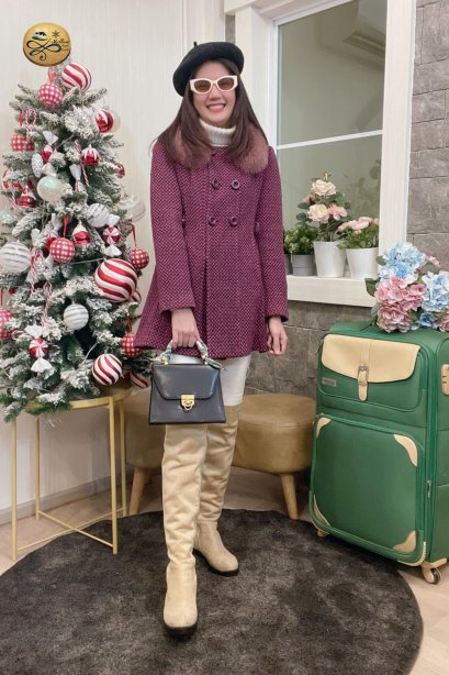 เช่าเสื้อกันหนาว รุ่น  Fuchsia Rose Double Breasted Coat	2108GCL1140FAPK1