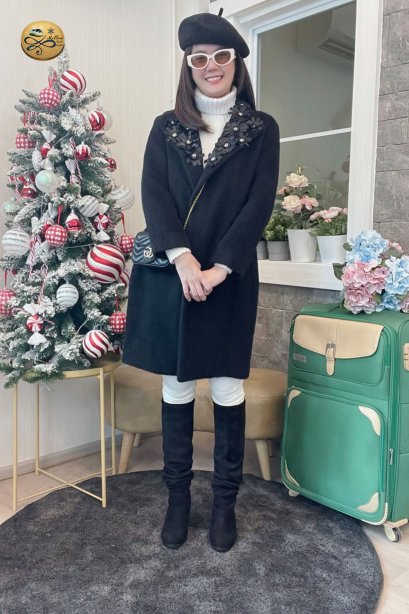 เช่าเสื้อโค้ทผู้หญิง  รุ่น Anthracite Single Breasted Coat	2107CL1192FABK1