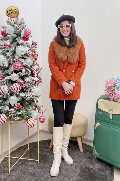 เช่าเสื้อโค้ทผู้หญิง  รุ่น Celosia Orange Double Breasted Coat	2107GCL1208FAOR1