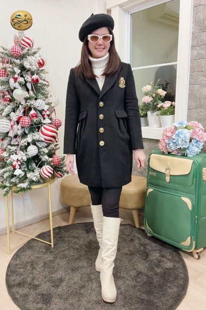 เช่าเสื้อโค้ทผู้หญิง  รุ่น Black Limo Double Breasted Coat	2107GCL1216FABK1