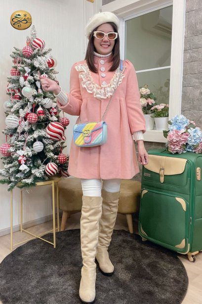 เช่าเสื้อโค้ทผู้หญิง  รุ่น Panunculus Pink Dress Coat	2107GCL1221FAPK1