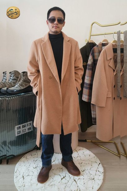 เช่าเสื้อโค้ทผู้ชาย   รุ่น   Winter Wheat Single Breasted Coat	2107GCL1313FABR1