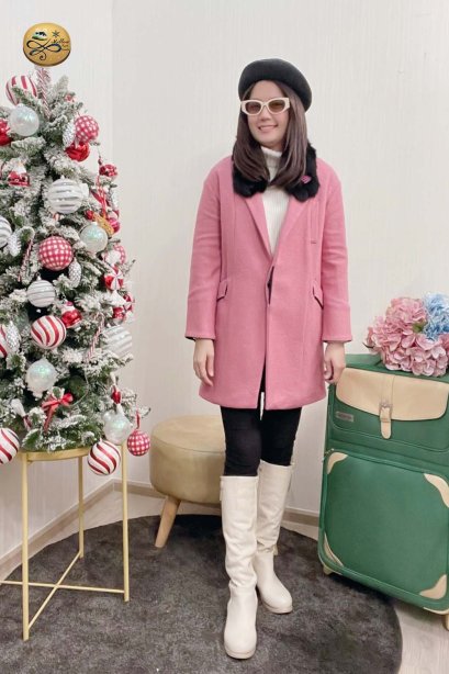 เช่าเสื้อโค้ทผู้หญิง  รุ่น Geranium Pink Single Breasted Coat	2107GCL1356FAPK1
