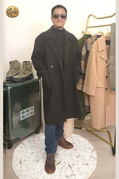 เช่าเสื้อโค้ทผู้ชาย  รุ่น Anthracite Black Single Breasted Coat	2107GCL1357FABK1