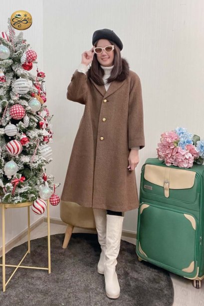 เช่าเสื้อกันหนาว รุ่น  Deep Taupe Warp Coat	2107GCL1362FABR1