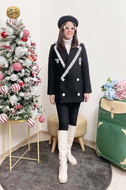 เช่าเสื้อโค้ทผู้หญิง รุ่น Anthracite Black Single Breasted Coat	2107GCL1384FABK1