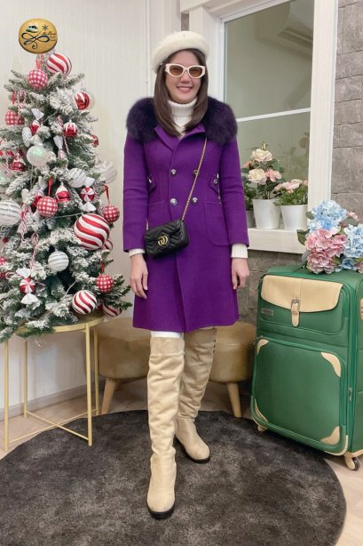 เช่าเสื้อกันหนาว รุ่น Glowing Purple Single Breasted Coat	2108GCL1461FAPP1