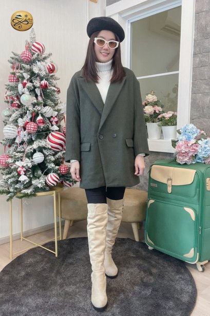 เช่าเสื้อกันหนาว รุ่น Chive Green  Single Breasted Coat	2108GCL1480FAGN1
