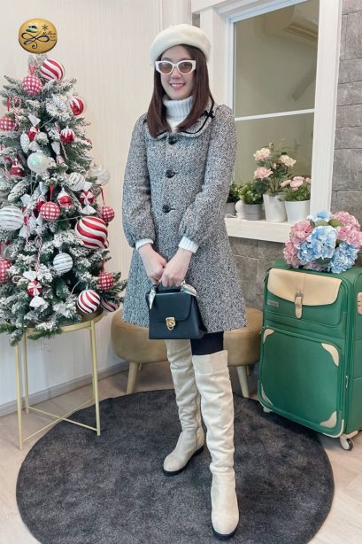 เช่าเสื้อกันหนาว รุ่น  Grease and white flour Plate Pricess Dress Coat	2108GCL1508FABK1