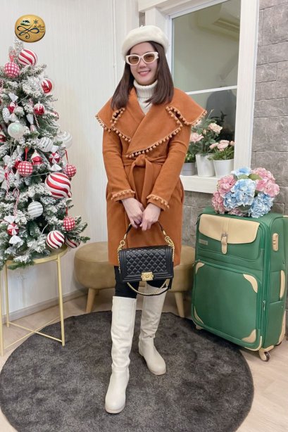 เช่าเสื้อกันหนาว รุ่น  Burnt Orange Double Breasted Coat	2108GCL1517FABR1