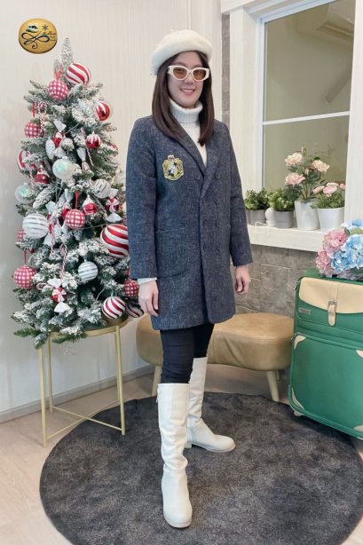 เช่าเสื้อกันหนาว รุ่น  Poppy Seed Double Breasted Coat	2108GCL1520FAGY1
