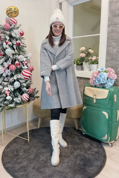 เช่าเสื้อกันหนาว รุ่น  Poppy Seed Gray Single Breasted Coat	2108GCL1525FAGY1