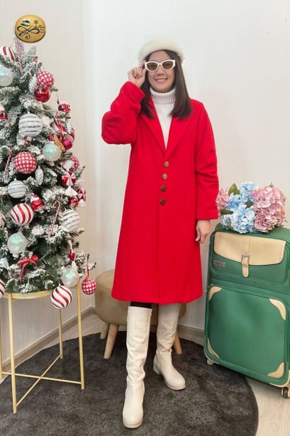 เช่าเสื้อกันหนาว รุ่นChinese Red Single Breasted Coat	2109GCL1561FARE1