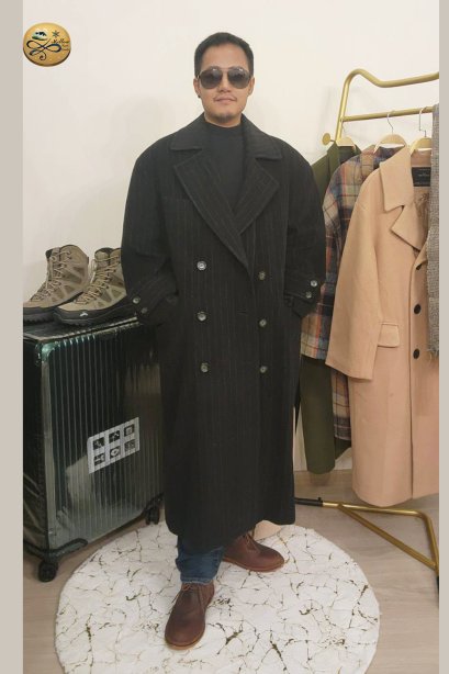 เช่าเสื้อกันหนาว รุ่น Black Anthracite Double Breasted Coat	2109GCL1566FABK1