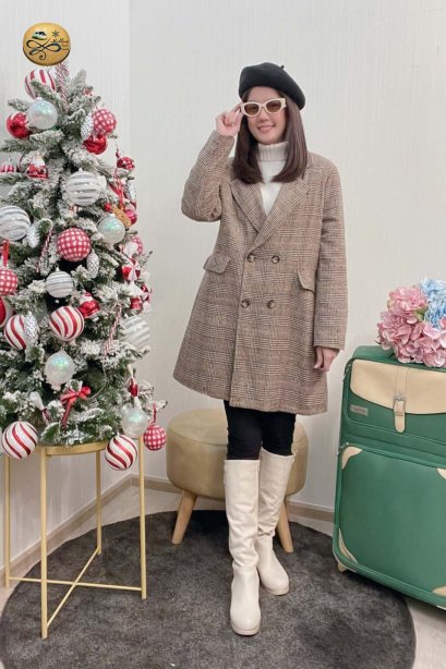 เช่าเสื้อกันหนาว รุ่น Brown Bistre Double Breasted Coat	2109GCL1578FABR1