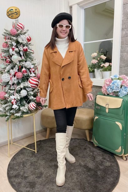 เช่าเสื้อกันหนาว รุ่น  Symphonic Sunset Brown Double Breasted Coat	2109GCL1593FABR1