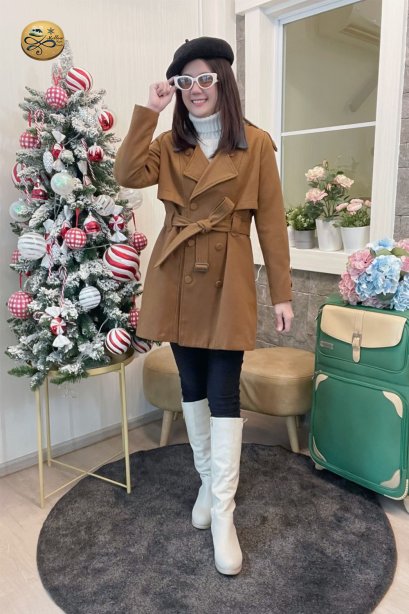 เช่าเสื้อกันหนาว รุ่น  Baked Clay Brown Double Breasted Coat	2109GCL1594FABR1