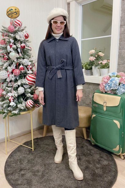 เช่าเสื้อกันหนาว รุ่น  Dark Pussywillow Gray Single Breasted Coat	2109GCL1596FAGY1