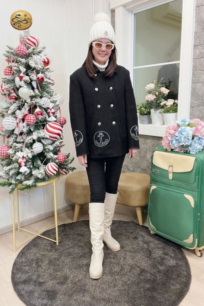 เช่าเสื้อกันหนาว รุ่น  Dark Quiet Shade Black Single Breasted Coat	2109GCL1597FABK1