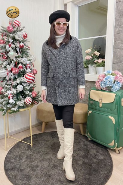 เช่าเสื้อกันหนาว รุ่น Grease and white flour Plate Single Breasted Coat	2109GCL1614FABK1