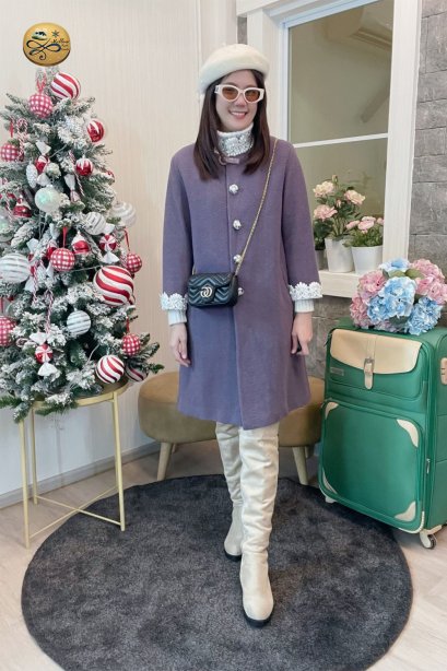 เช่าเสื้อกันหนาว รุ่น Paisley Purple Single Breasted Coat	2109GCL1617FAPP1
