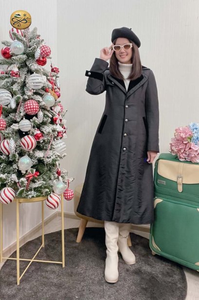 เช่าเสื้อกันหนาว รุ่น  Canernous Black Single Breasted Coat	2109GCT1629FABK1