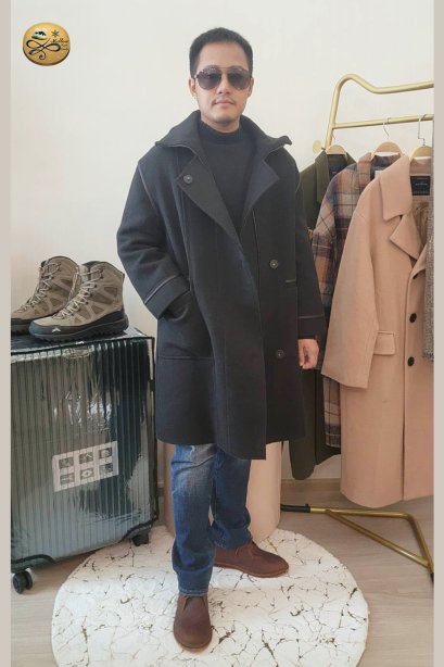 เช่าเสื้อกันหนาว รุ่น  Black Onyx Double Breasted Coat	2109GCL1650FABK1