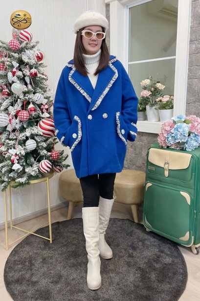 เช่าเสื้อกันหนาว รุ่น  Yinmn Blue Double Breasted Coat	2111UCL1772FABL1