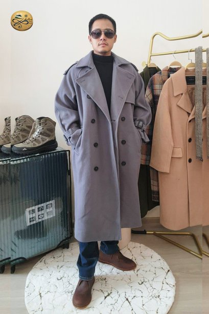 เช่าเสื้อกันหนาว รุ่น  Twilight Purple Double Breasted Coat	2111UCL1773FAPP1