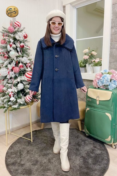 เช่าเสื้อกันหนาว รุ่น  Van Deusen Blue Single Breasted Coat	2201GCL1798FANA1