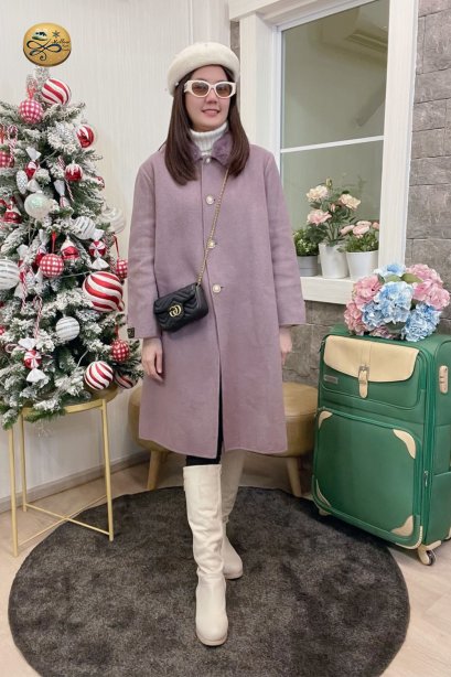 เช่าเสื้อกันหนาว รุ่น  Wisteria Violet Single Breasted Coat	2201GCL1799FAPP1