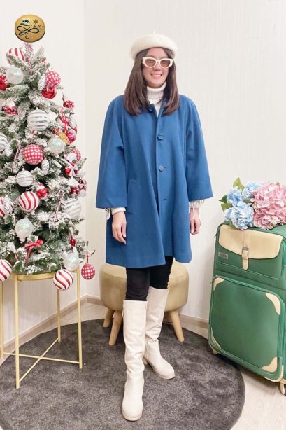 เช่าเสื้อกันหนาว รุ่น  Night time Blue Single Breasted Coat	2202GCL1833FABL1