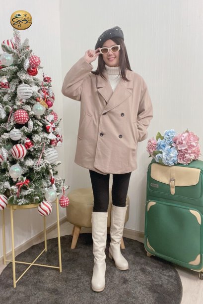 เช่าเสื้อกันหนาว รุ่น  Shifting Brown Sand Double Breasted Coat	2203GCL1852FABR1