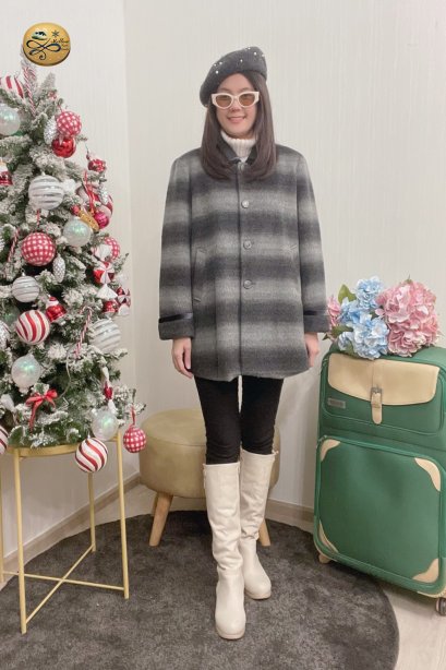 เช่าเสื้อกันหนาว รุ่น  Kenya Smoke Gray Zebra Single Breasted Coat	2203GCL1858FADG1