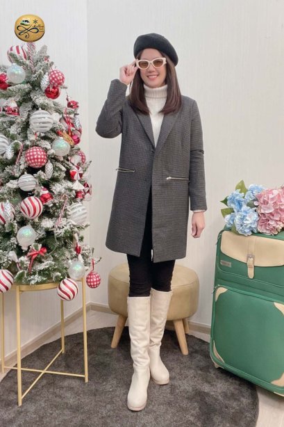 เช่าเสื้อกันหนาว รุ่น   Anthracite Black Single Breasted Coat	2204GCL1884FABK1