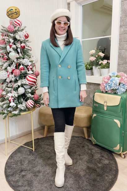 เช่าเสื้อกันหนาว รุ่น  Ivory Blue Double Breasted Coat	2204GCL1893FAGN1