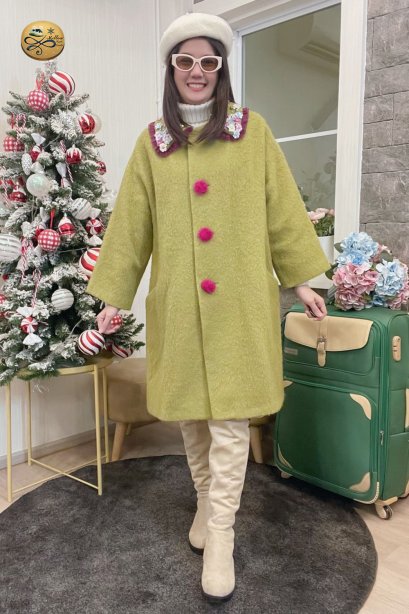 เช่าเสื้อกันหนาว รุ่น  Golden Olive Single Breasted Coat	2206GCL1959FAGN1