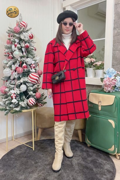 เช่าเสื้อกันหนาว รุ่น  Red Christmas Single Breasted Coat	2206MCL1960FARE1