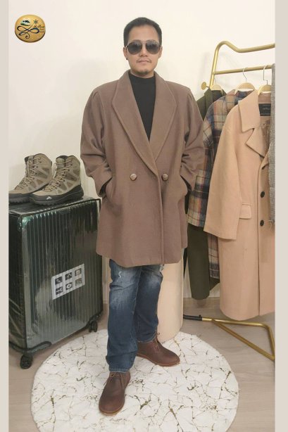 เช่าเสื้อกันหนาว รุ่น  Elderberry Brown Double Breasted Coat	2206GCL1967FABR1