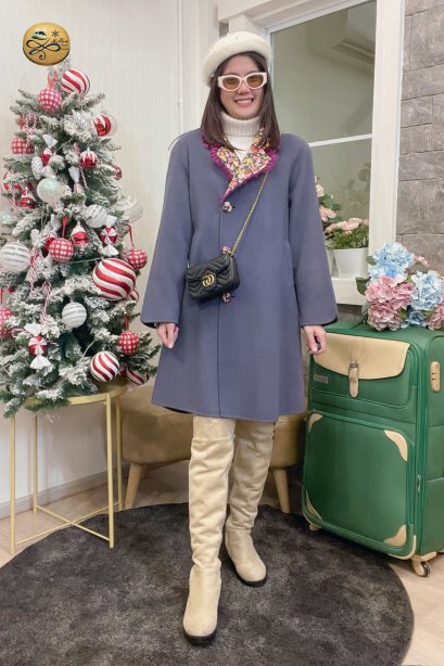 เช่าเสื้อกันหนาว รุ่น  Grisaille Purple Double Breasted Coat	2206GCL1969FAPP1